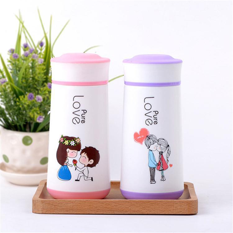 Botol Minum Kaca CARTOON ( Botol minum dengan motif kartun )-- LOVE