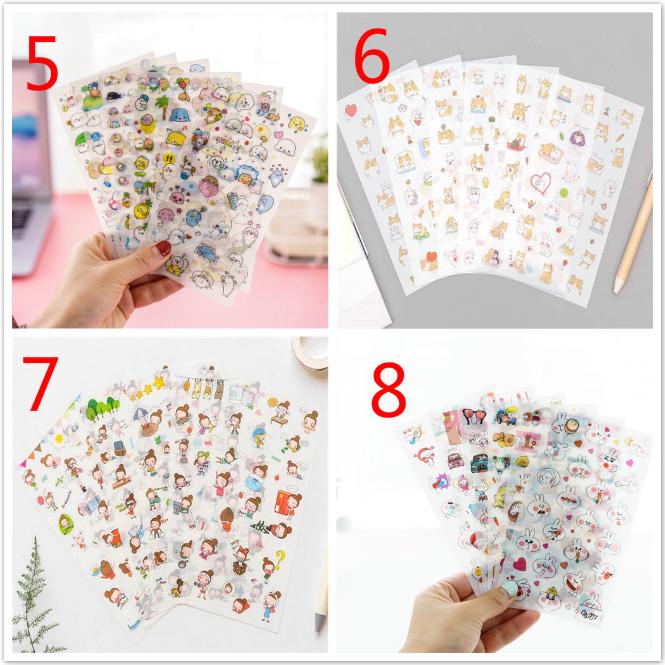 6Pcs Kartun Stiker Kertas DIY Untuk  Scrapbook Diary 