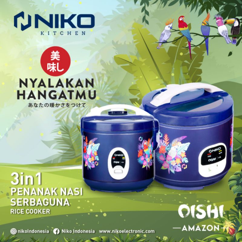 Niko Magic Com 1.8 Liter 3in1 Tutup Kaca / Rice Cooker Oishi OL 18