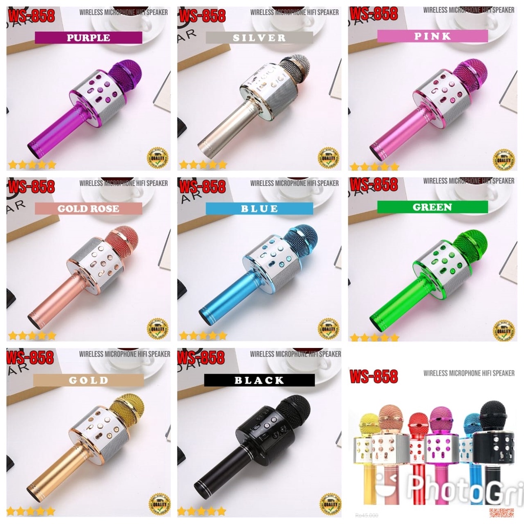 Mic Bluetooth WS-858 Wster Smule Wireless Karaoke Portable Microphone WS858 Karaoke speaker Mikrofon WS 858