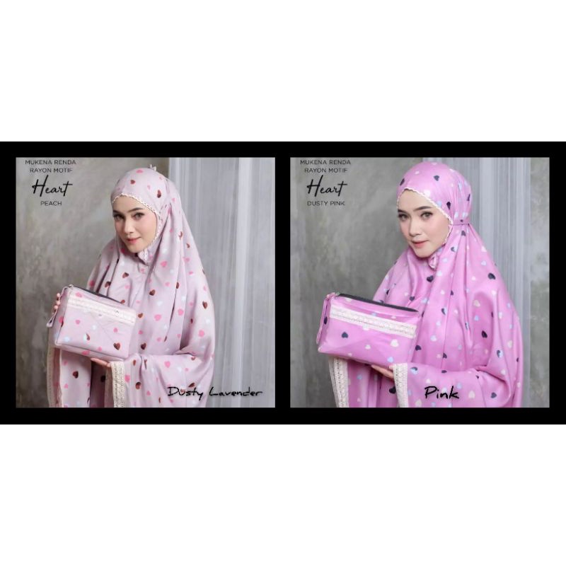 Mukenah Dewasa Rayon Premium Motif Hati Mukenah Kekinian