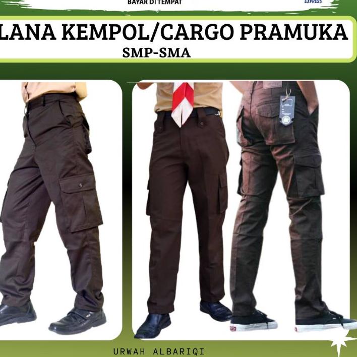 Ada bonus Jika Beruntung Celana Pramuka Kempol/Cargo/PDL Pria/Putra/Laki-Laki untuk SMP SMA Pembina 