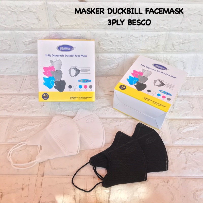 MASKER DUCKBILL FACEMASK BESCO HITAM&amp;PUTIH