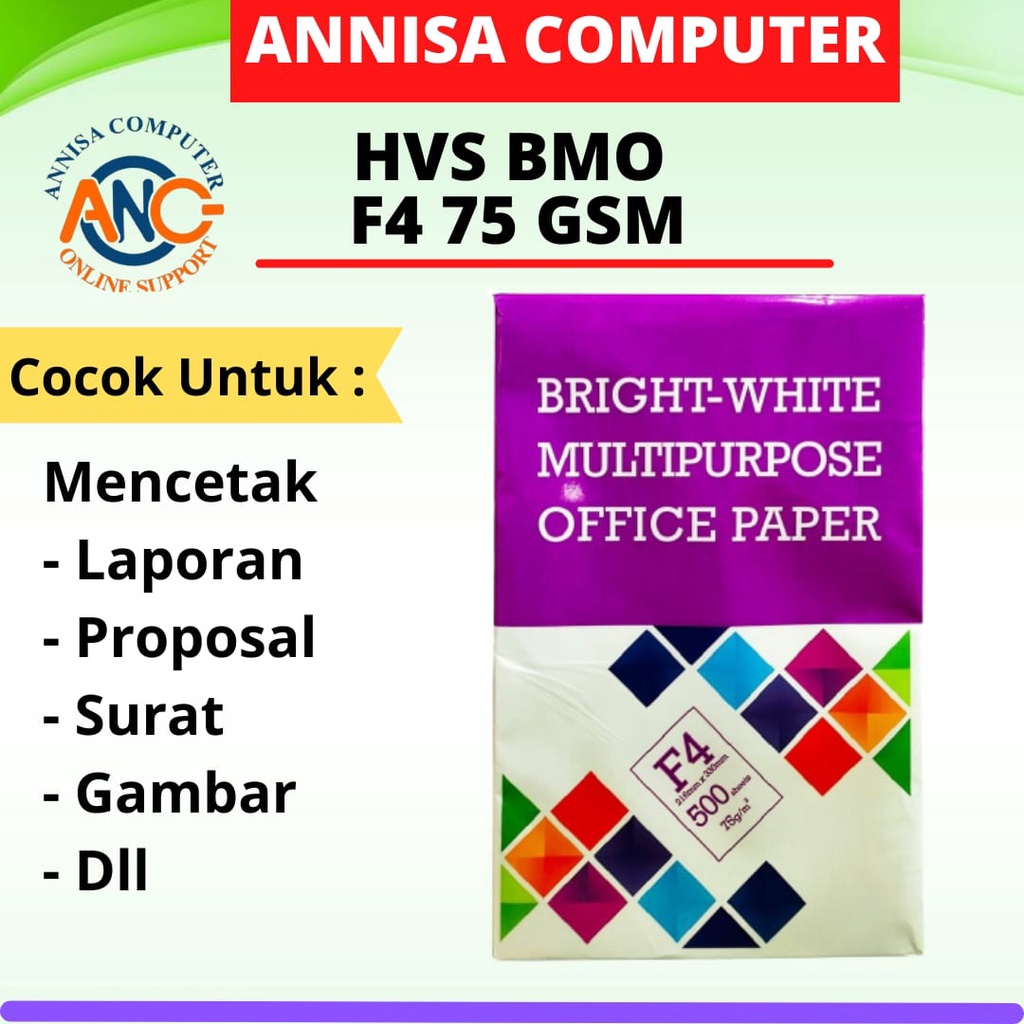 

Kertas HVS BMO 75 GSM F4 / Kertas Fotocopy - Print Setara SINAR DUNIA