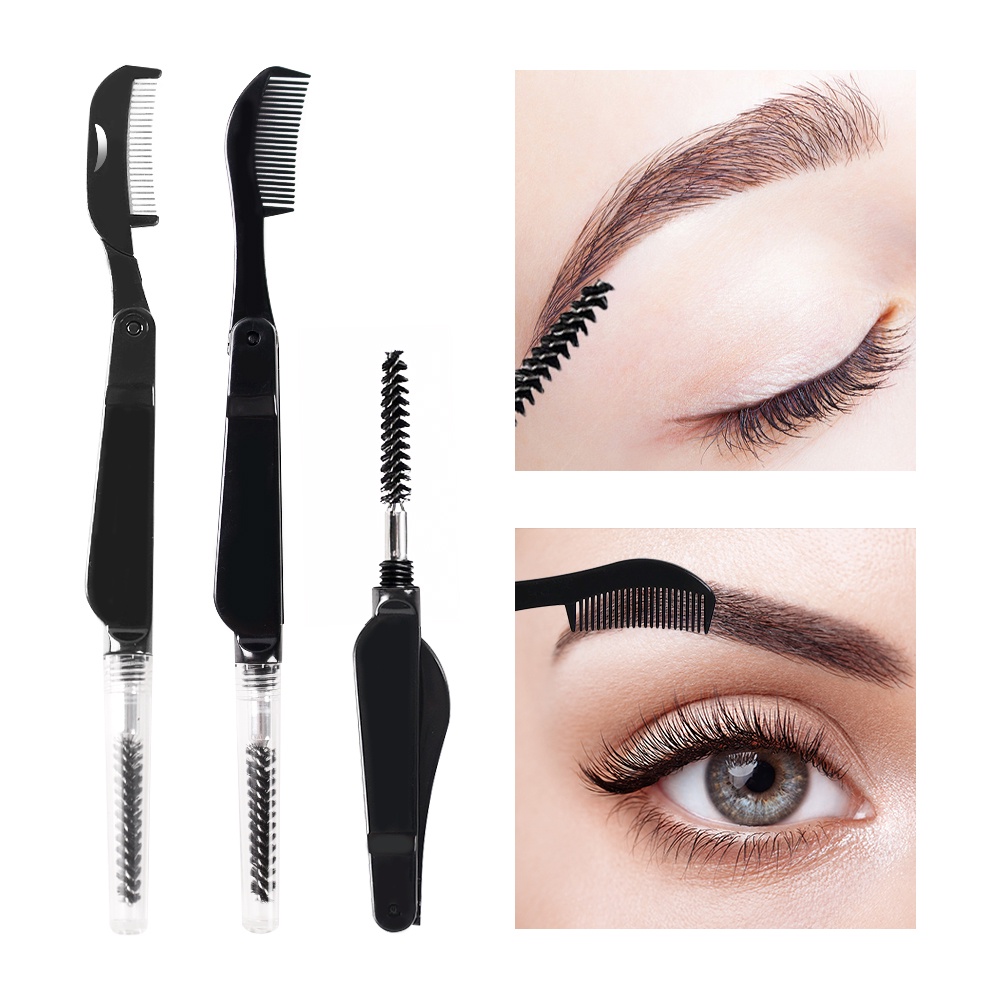 1pc Sisir Bulu Mata Multifungsi Bahan Stainless Steel Warna Hitam Untuk Makeup