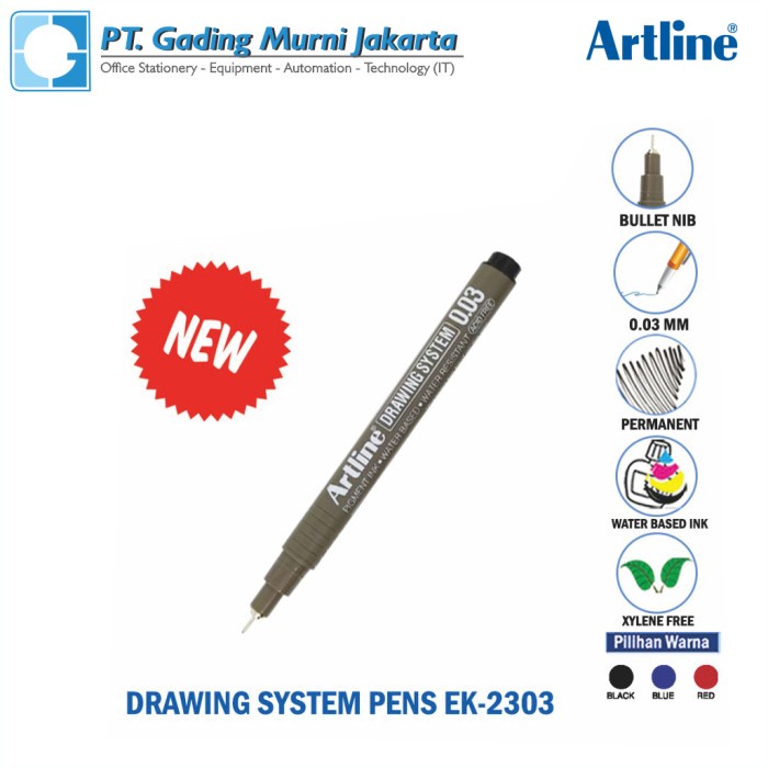 

Pendrawing- Drawing System Pens Artline Ek-2303 -Drawing-Pen.