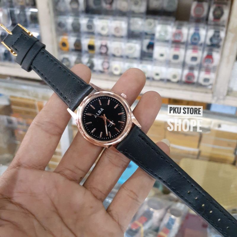 Jam Tangan Wanita Strap Kulit Alba Terbaru  Cewek_Kasual Analog COD JAM Tangan Wanita Terlariss Murah Alba