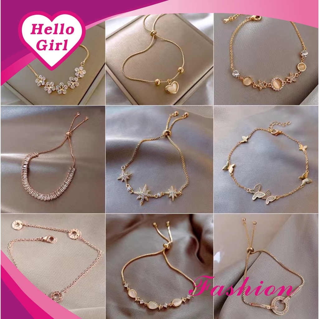 (Hello Girl)G11 Gelang Wanita Gelang Tangan Serut Import