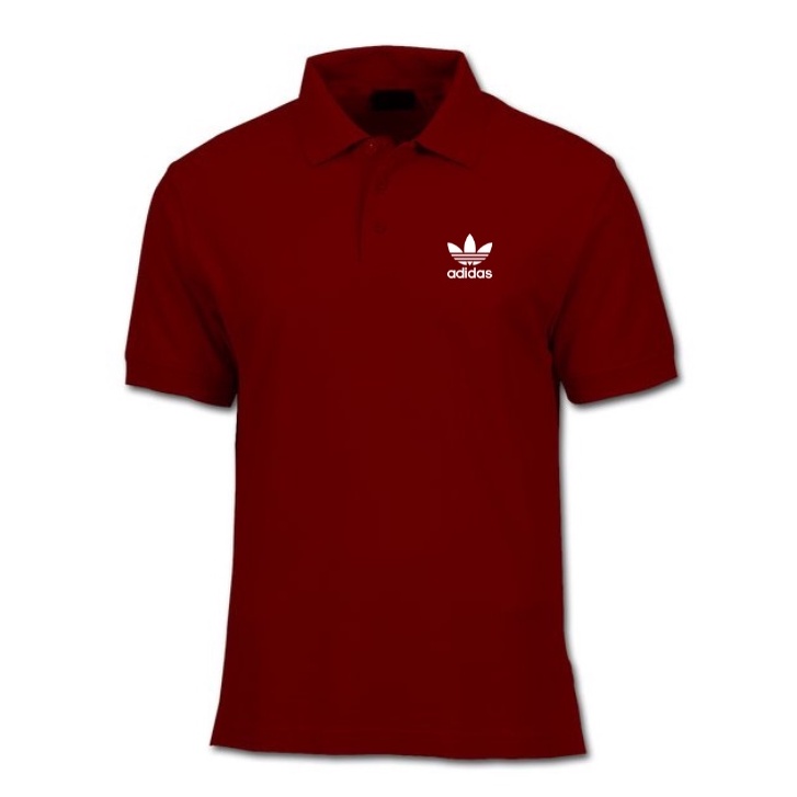 ADIDAS T-SHIRT POLO MARUN FULL LABEL PREMIUM