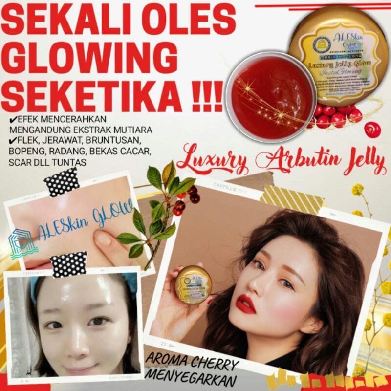 LUXURY ARBUTIN RED JELLY ALESKIN GLOW Paket Perawatan Wajah Korea-Cream Glowing-Skincare Glowing