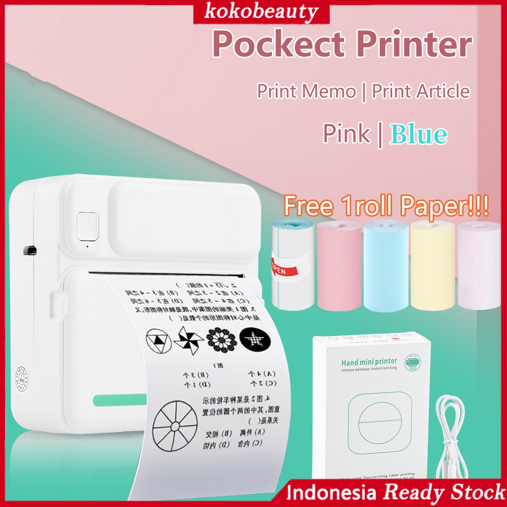 Mini Portable Thermal Printer Pocket Printer Wireless Bluetooth Android IOS Phone Picture Printer