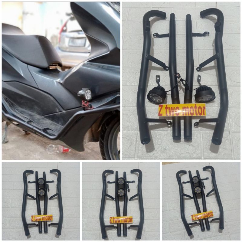 Paket tubular Plus lampu tembak pcx 160 crash bar pcx 160 crashbar pcx 160 pelindung body pcx 160