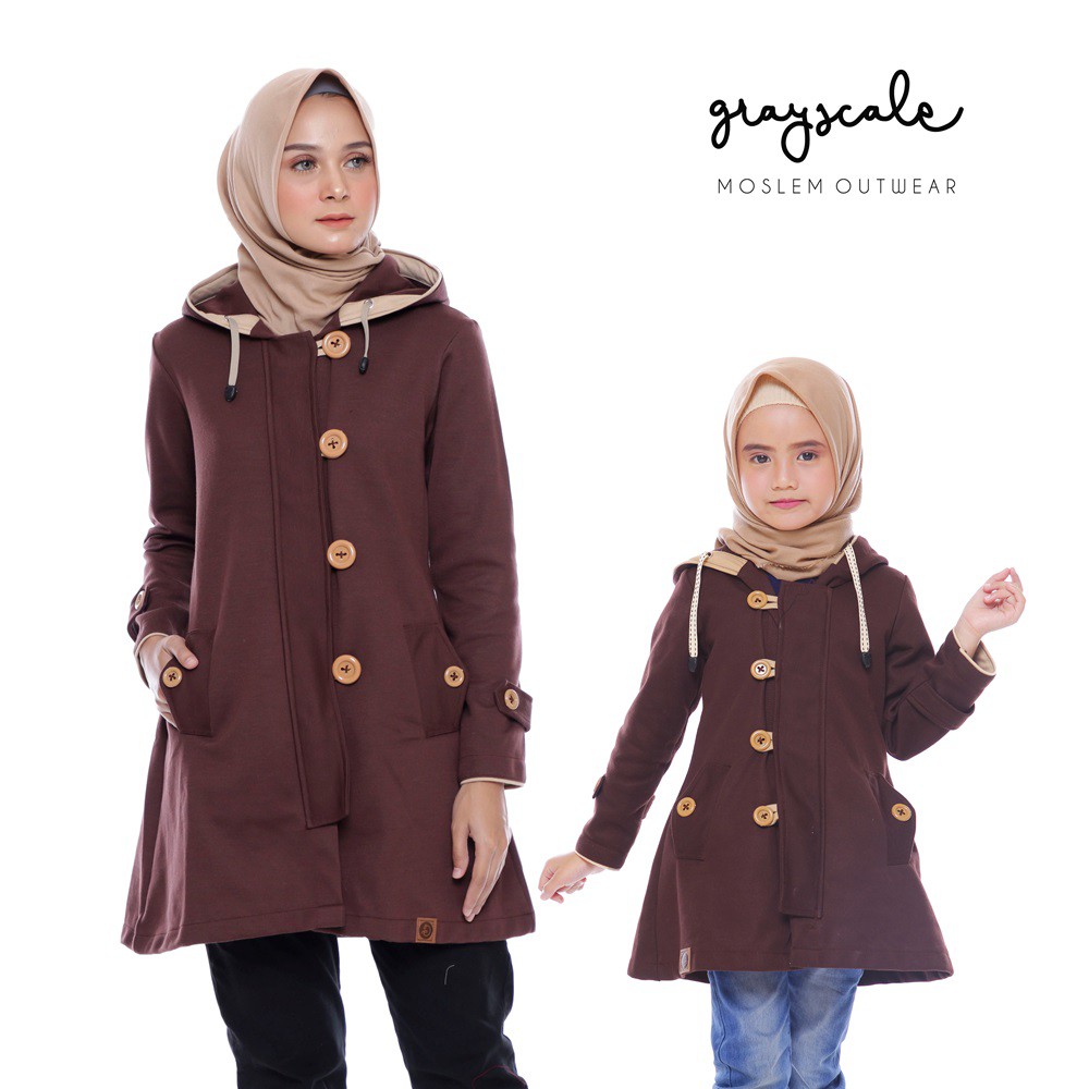 Jaket Couple Ibu dan Anak Perempuan Warna Coklat Model Hoodie