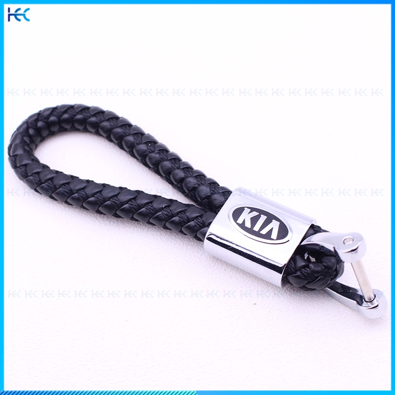 Gantungan Kunci Mobil Logo Yueda KIA Bahan Kulit Rajut Metal