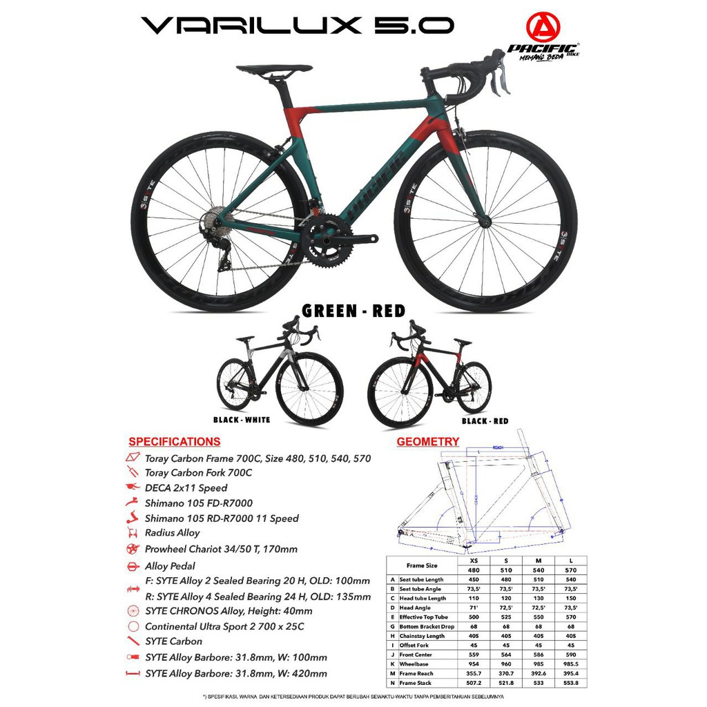 Sepeda RoadBike 700C Pacific Varilux 5.0 Carbon 2x11 Speed