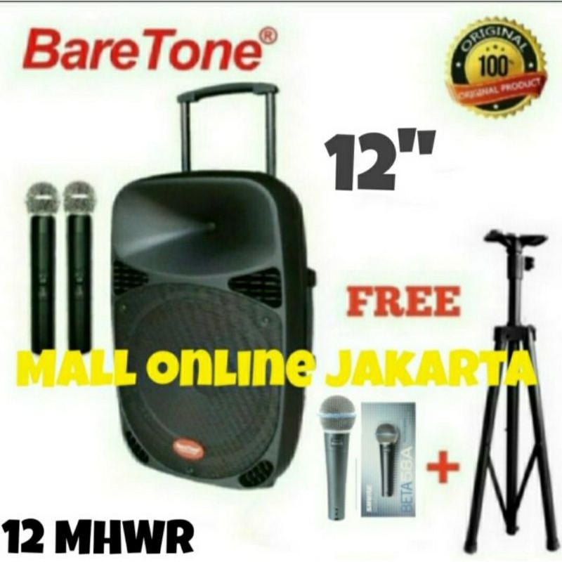 speaker portable baretone 12 inch mhwr aktif USB bluetooth wireless