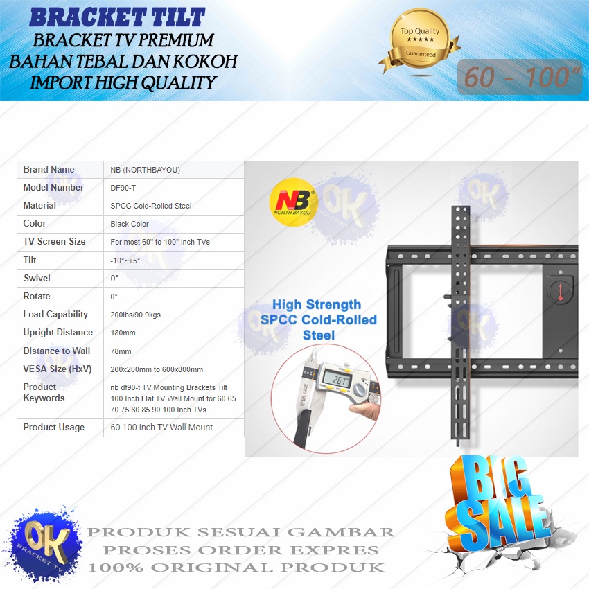 bracket breket brecket tilt premium 60 - 100 inch / Df-90T