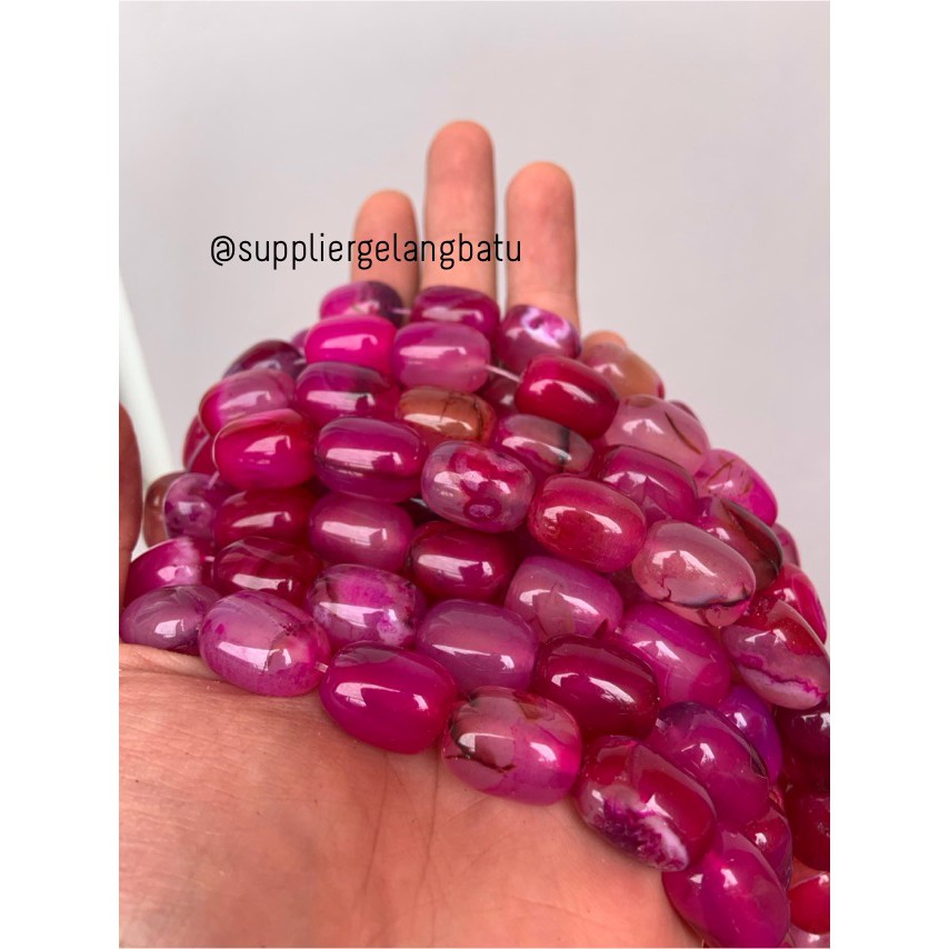 batu alam Penden tabung purple agate 2 x 1,5 cm bahan gelang kalung