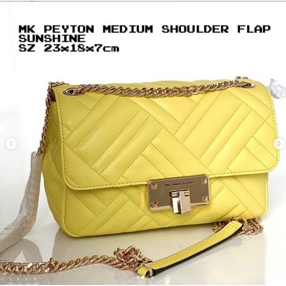 Tas MK Peyton medium shoulder flap sunshine sz 23x18x7cm