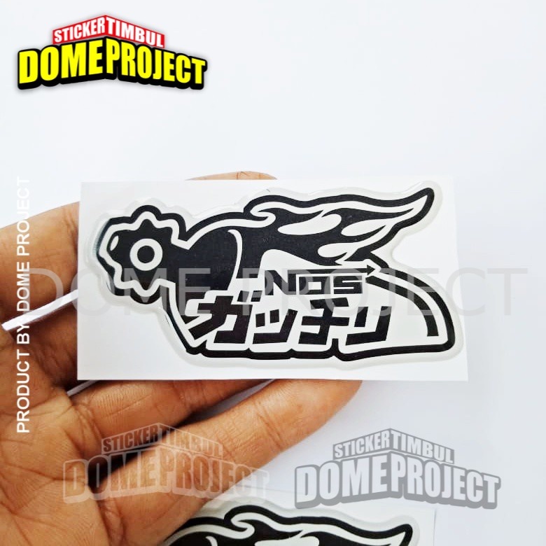 STIKER MOTOR TIMBUL EMBLEM NOS JAPAN STIKER RESIN TIMBUL LENTUR STICKER MOBIL