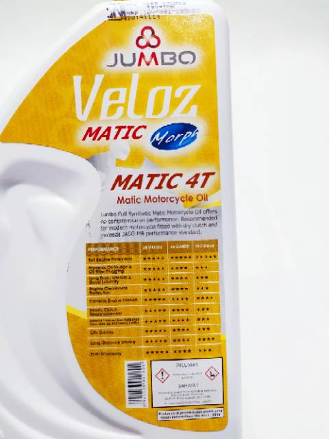 Paket Oil Matik JUMBO Veloz Metik 4T 10W30 SL MB FULL- SYN 800ml