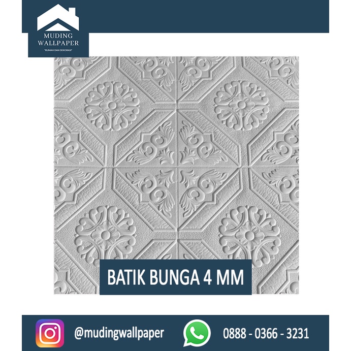 Wallpaper Bata Putih 3D Foam 77 x 70 cm-Batik Bunga 4 MM