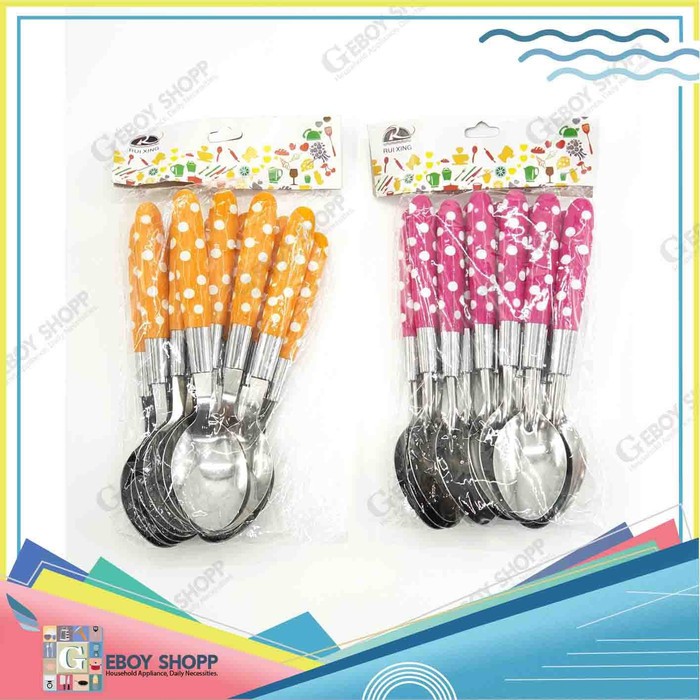 Sendok makan garpu polkadot set 12pcs