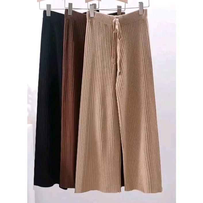 Korean Long Pants Celana Culotte rajut Wanita