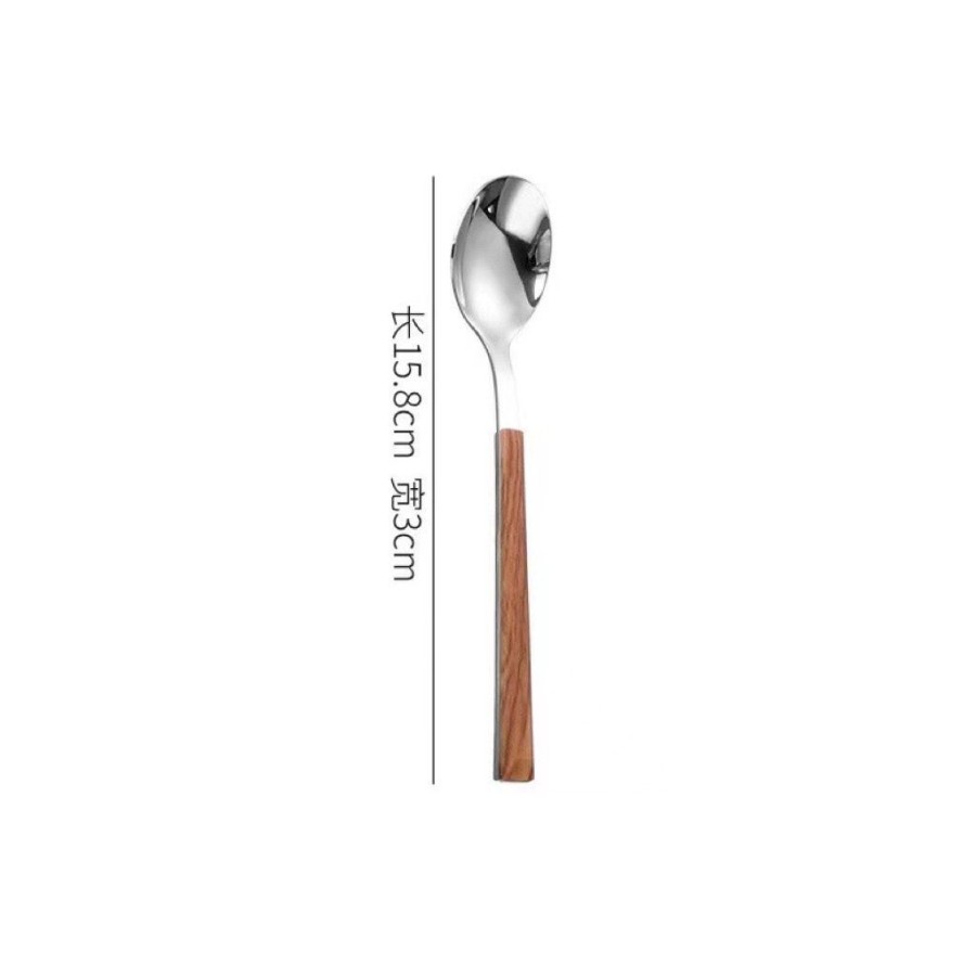 CUTLERY SET PAKET LENGKAP SENDOK GARPU PISAU STAINLESS STEEL GAGANG KAYU KOREA WOOD GRAIN HANDLE KAYU SET SPOON FORK KNIFE