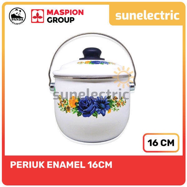 Maspion ENA Periuk Enamel Panci Alat Masak Rantang Tempat Nasi / Lauk / Sayur / Kuah 16 cm - Putih