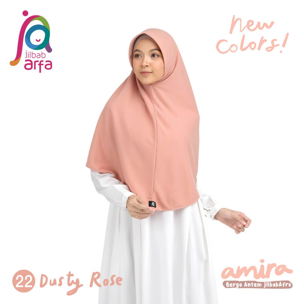 Jilbab Amira Dusty Rose - Bergo Pet Antem - Jilbab Afra - Hijab Instan Bahan Kaos, Adem &amp; Lembut