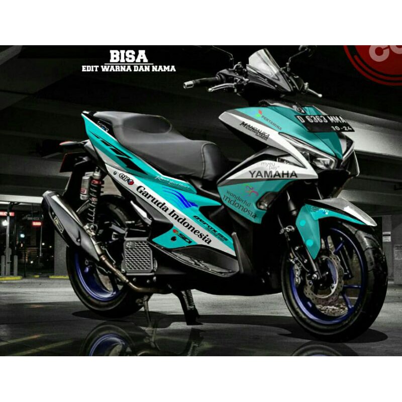 Stiker Decal AEROX 155 Full Body Biru Tosca Garuda Indonesia Sticker Striping AEROX Variasi Fullbody