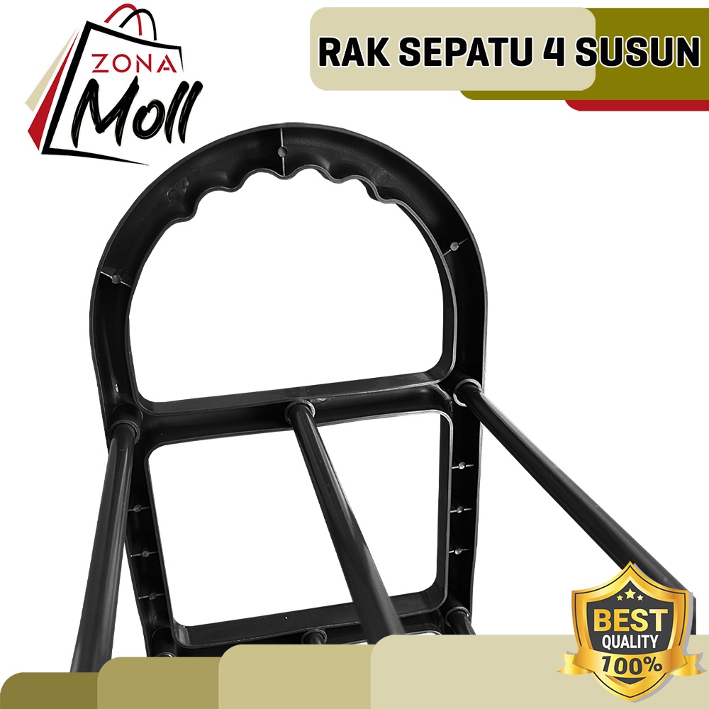 ZM RAK SEPATU PLASTIK 4 SUSUN TEMPAT PENYIMPANAN SANDAL 4 TINGKAT KUAT-1