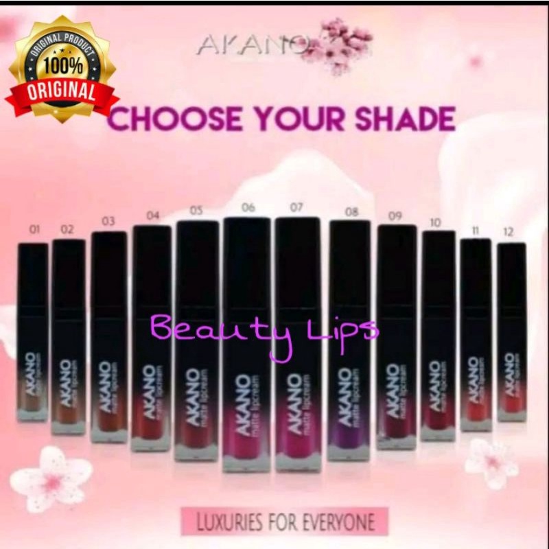 AKANO Matte Lipcream 4gr Original 100% Asli