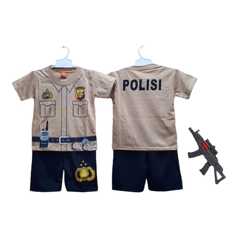 SETELAN BAJU ANAK POLISI PENDEK UNTUK  ANAK 2-10 TAHUN BISA COD