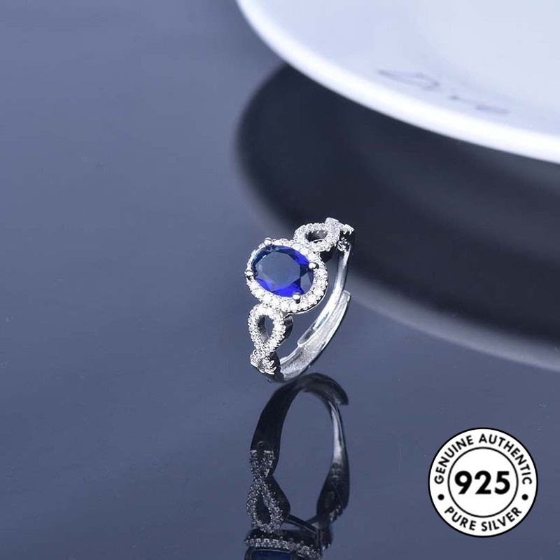 Cincin Sterling Silver 925 Model Terbuka Aksen Batu Permata Warna-Warni Untuk Wanita