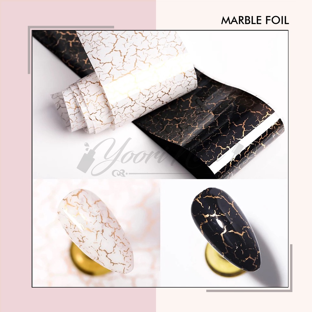 Nail Marble foil black and white foil nail art sticker nails hiasan kuku