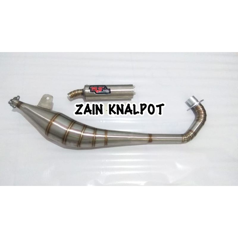 knalpot satria 2 tak satria hiu satria lumba satria r model samping bahan stainless merk r9