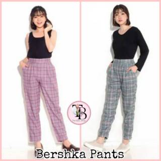 Termurah Tartan pants BERSHKA  grey import BKK Shopee 