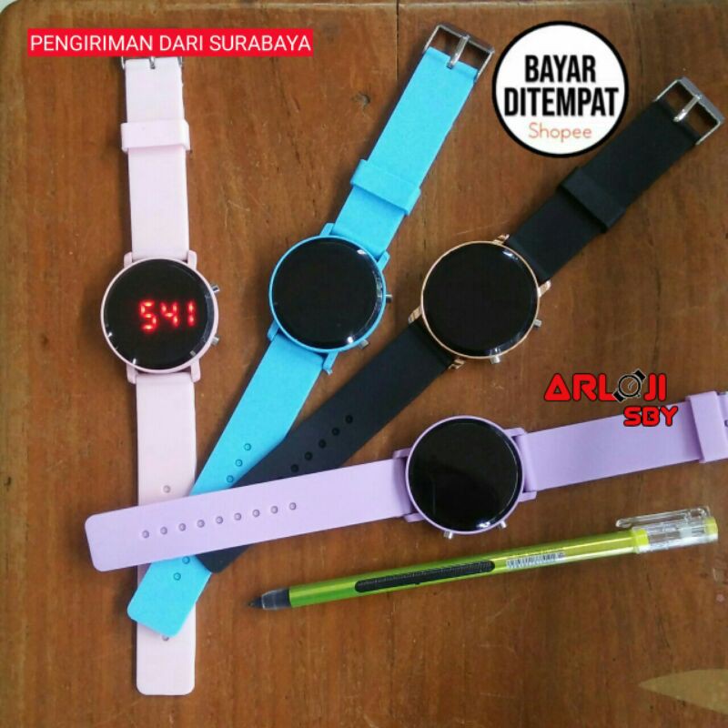 JAM WANITA LED WATCH DIGIT RUBBER SILICON BULAT