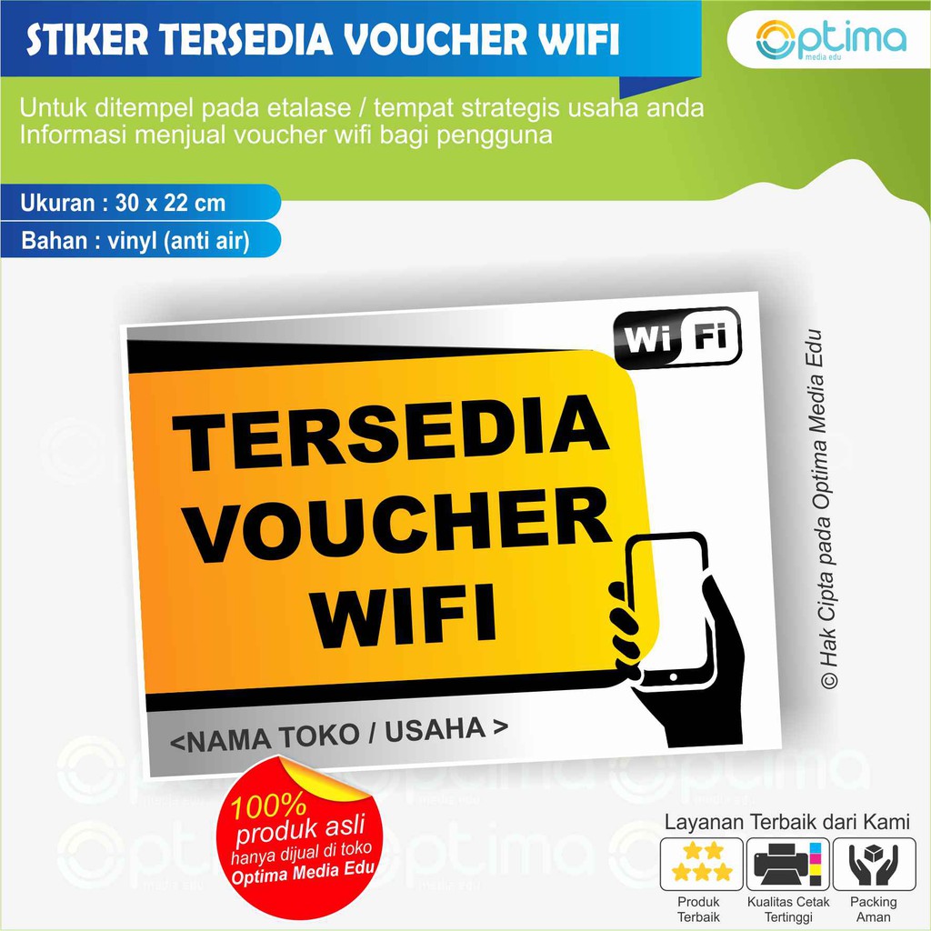 

STIKER TERSEDIA VOUCHER WIFI UNTUK TEMPAT USAHA