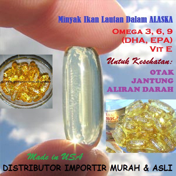 K-MAX ECERAN BIJIAN Minyak Ikan LAUTAN DALAM ALASKA Omega 3, 6, 9, Vitamin E Ecer