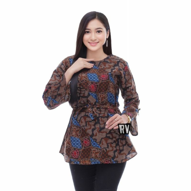 Atasan Batik Wanita blouse blous blus ukuran M L XL XXL ButikDian-F