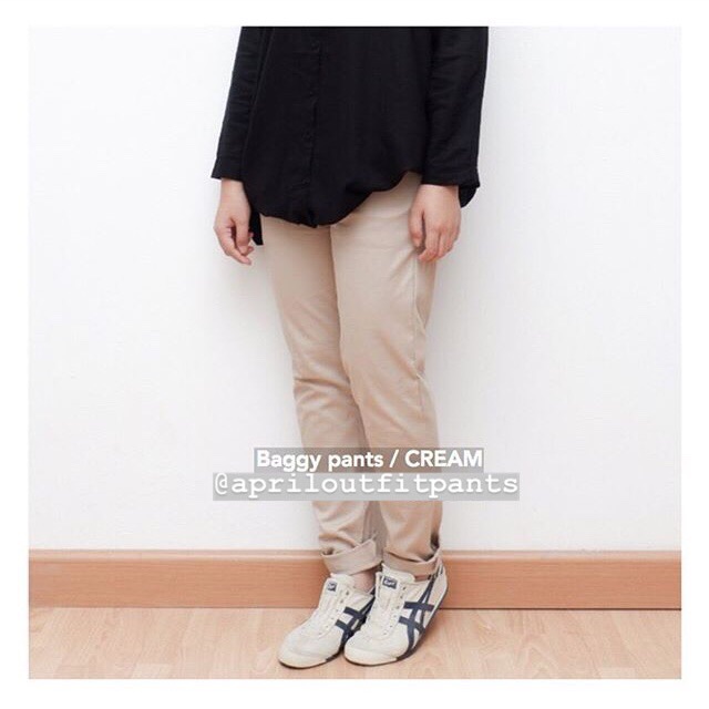 CREAM Celana wanita Celana Katun Celana Baggy pants Premium By Apriloutfitpants