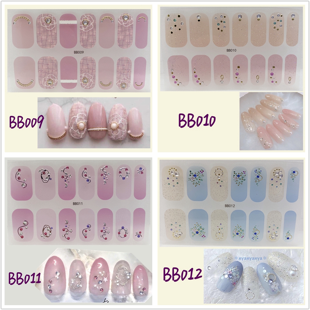 Stiker Kuku 3d Desain Berlian Mutiara Permata Warna-Warni Untuk Manicure Bb001-018