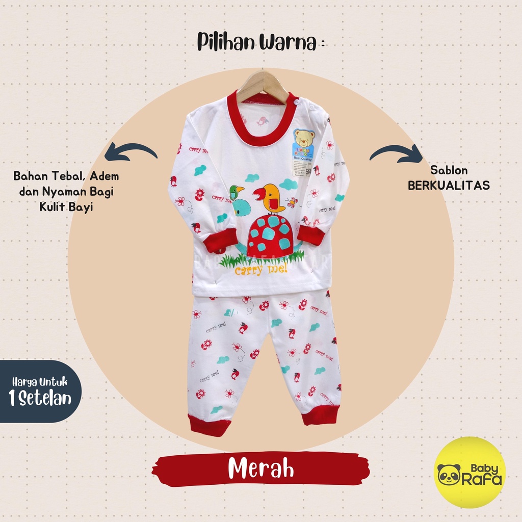 Setelan Piyama Baju Bayi Panjang 3 - 18 Bulan merk Bolo - Bolo SNI motif Kura - Kura