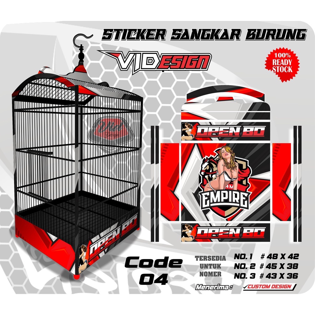 STICKER DECAL SANGKAR BURUNG EBOD KOTAK NO 1,2,3