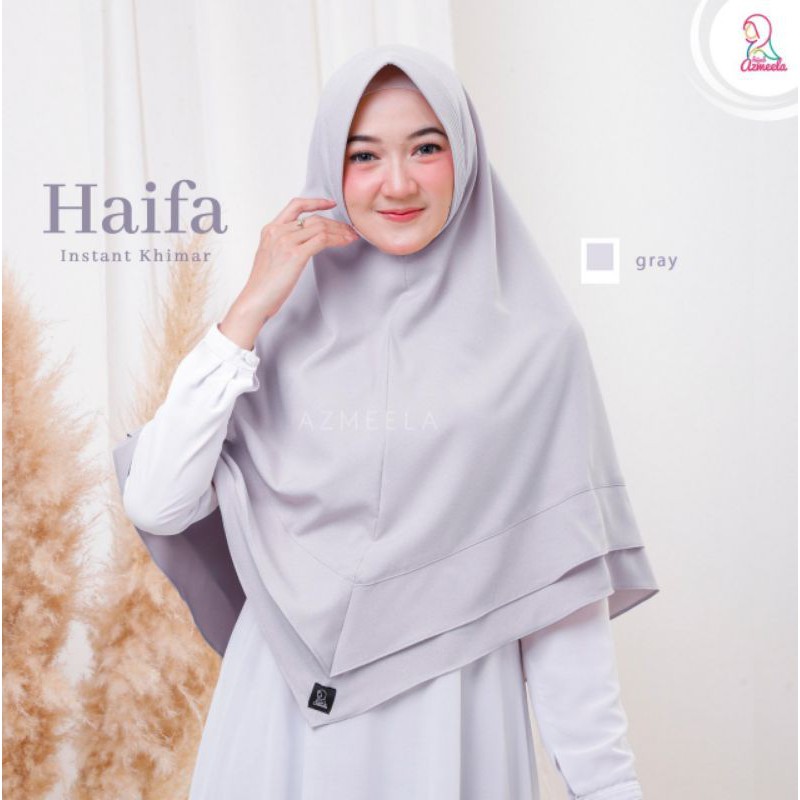 Haifa Khimar by Azmeela hijab instant simple syar'i Zara crepe pad-Grey