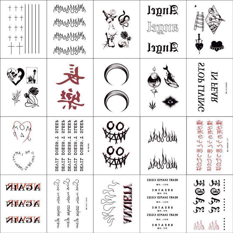 20 pcs tato temporer tulisan kanji hanzi tattoo temporary