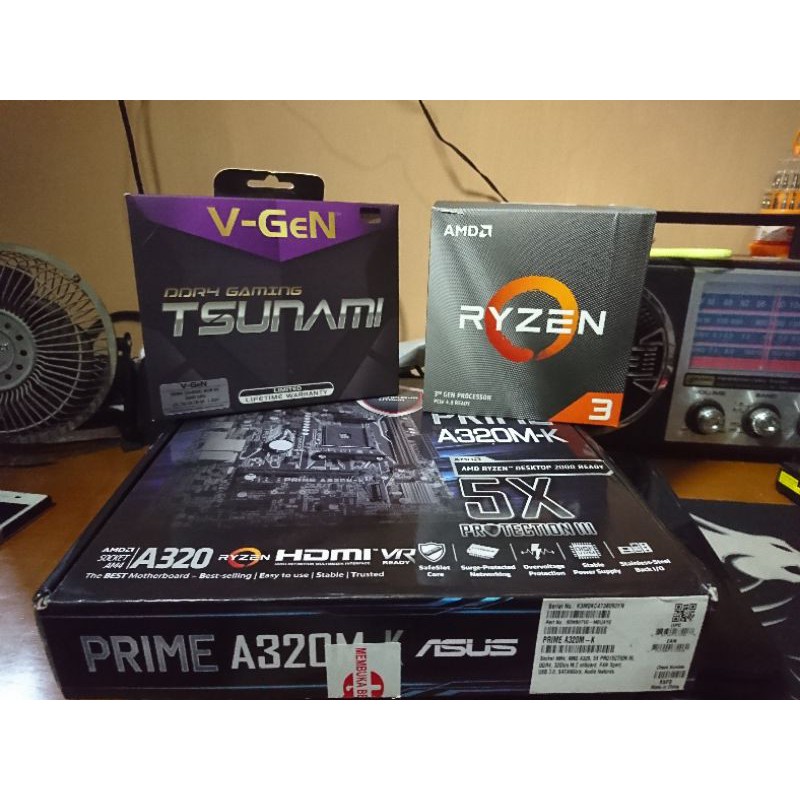 Ryzen 3 3100 + Asus A320m-K + Ram 8GB 3200mhz (PAKET MOBO)